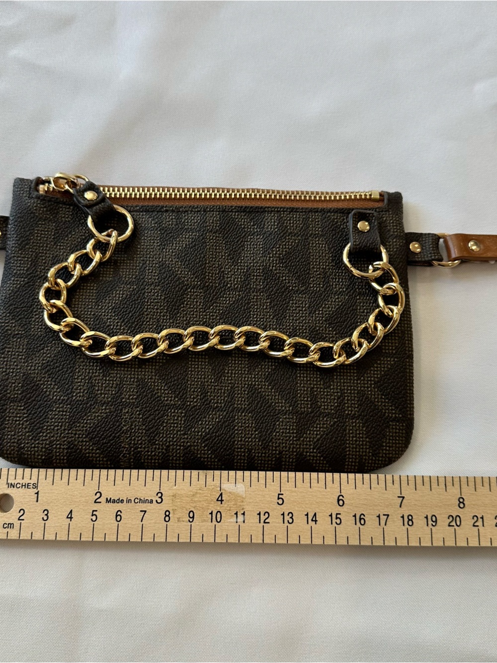 Michael Kors Brown Logo Monogram Chain Belt  Wallet/Bag 36” - Picture 7 of 9